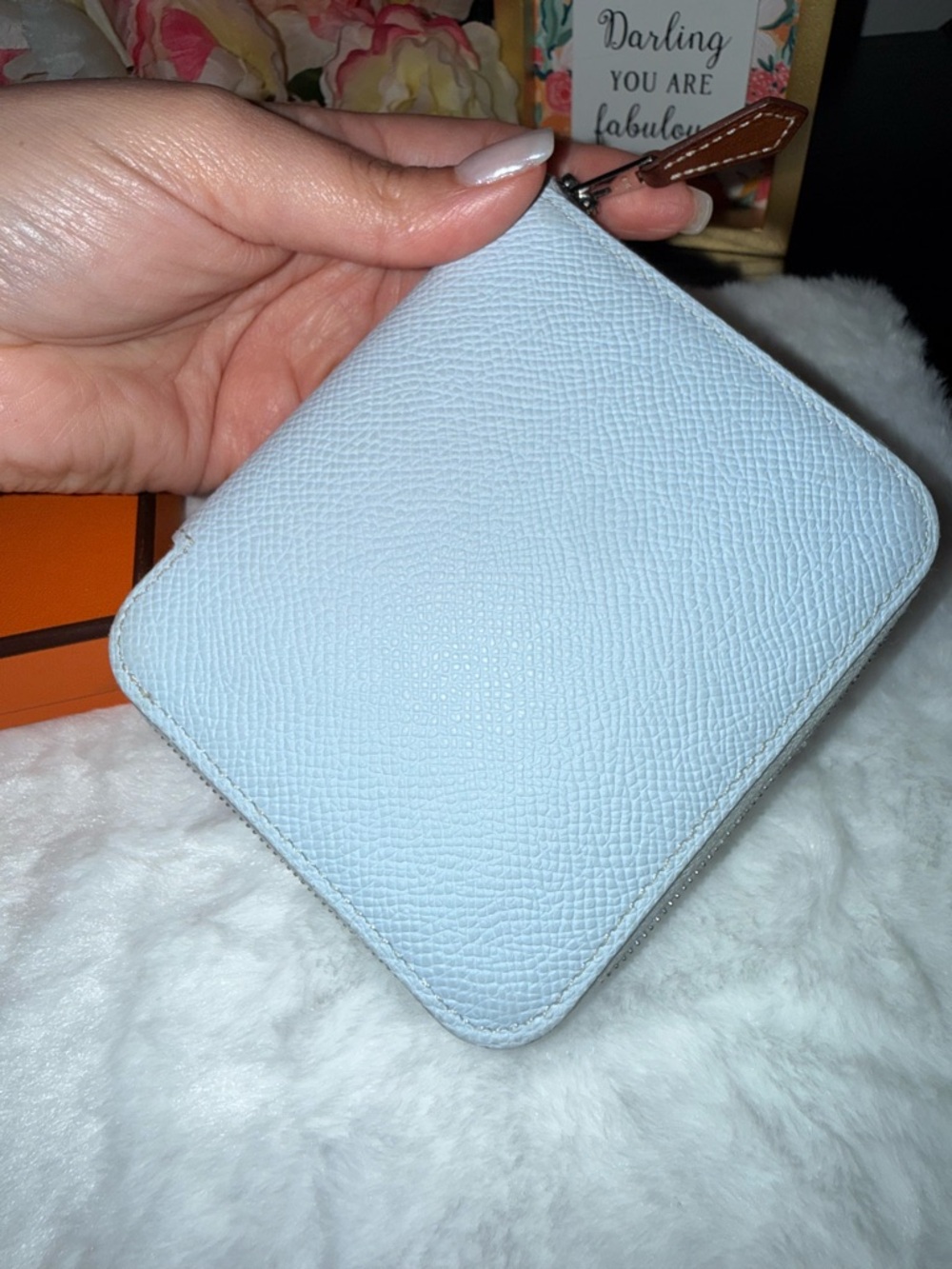 Hermès Silk In Compact Zip Wallet Blue Leather Bifold - Picture 3 of 16